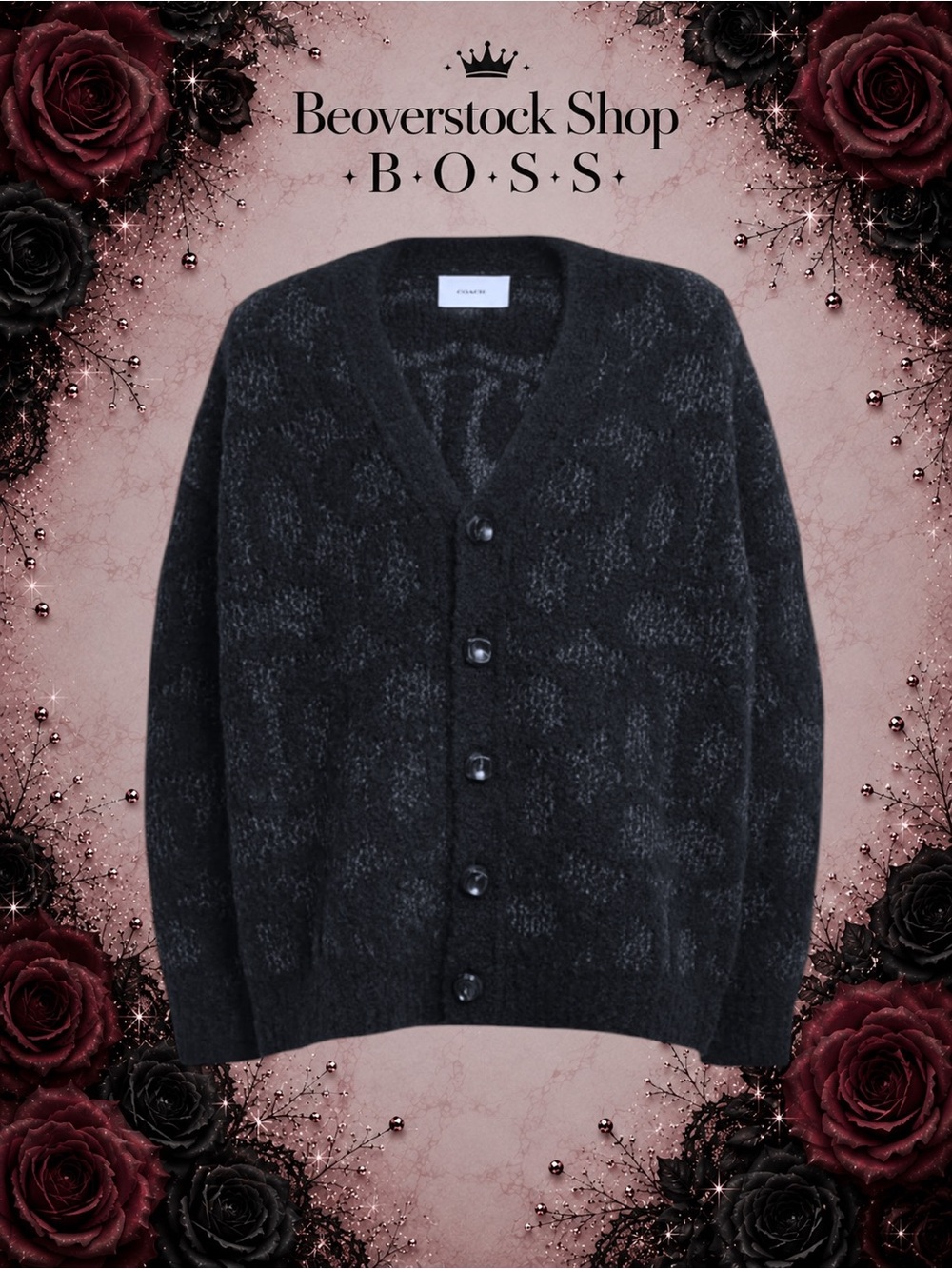 🔴New NWT Coach Signature Cardigan – Charcoal Signature (Size Medium)